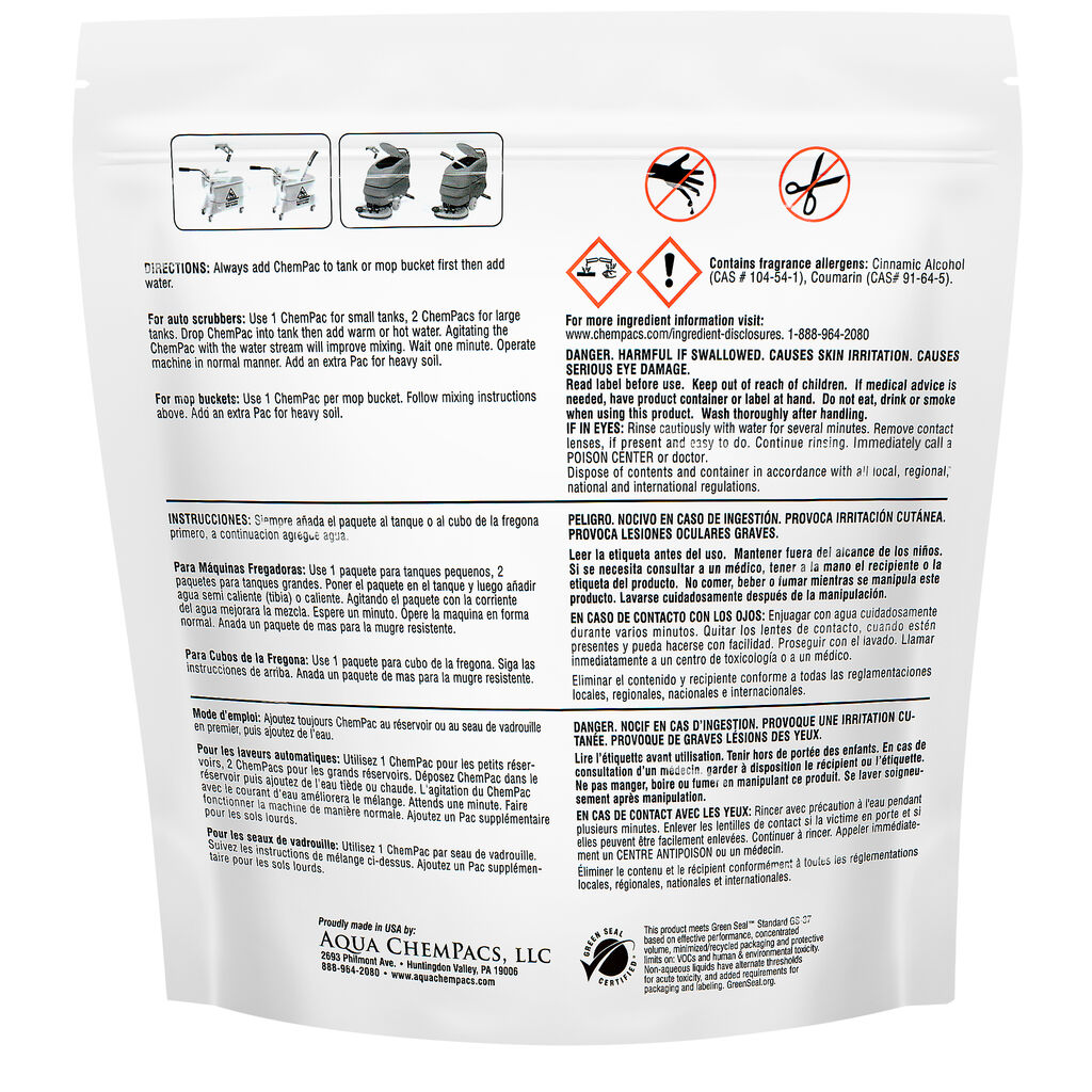 Aqua ChemPacs Auto Scrub Floor Cleaner 4 x 100PK x 22.5 grams (9320869) - Back.jpg